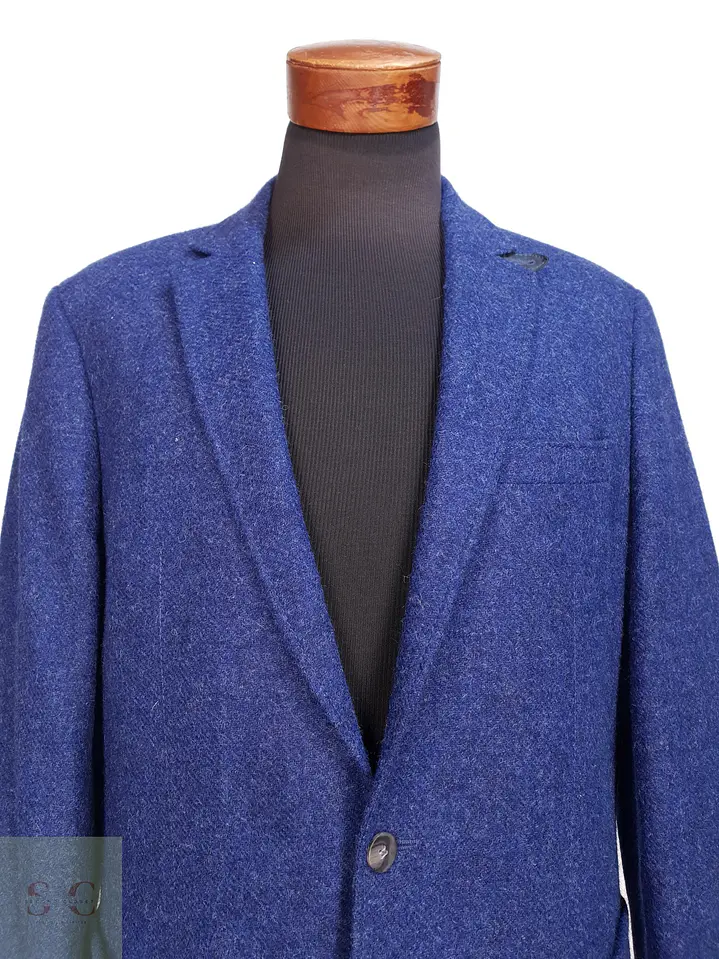 Blazer de Paño en Lana Virgen con Sotocuello en Cuero Nappa Mey & Edlich Talla L 2
