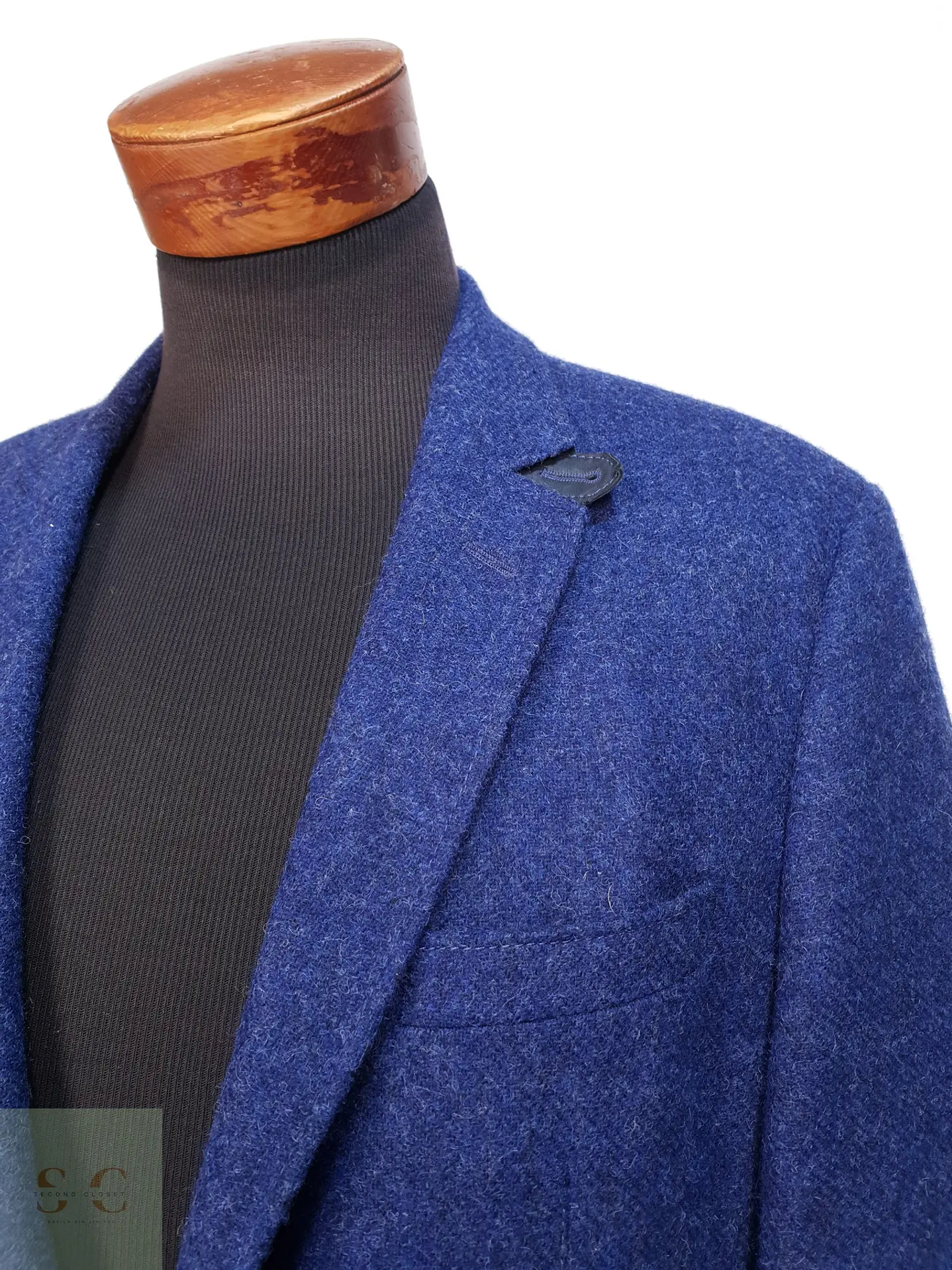 Blazer de Paño en Lana Virgen con Sotocuello en Cuero Nappa Mey & Edlich Talla L 3