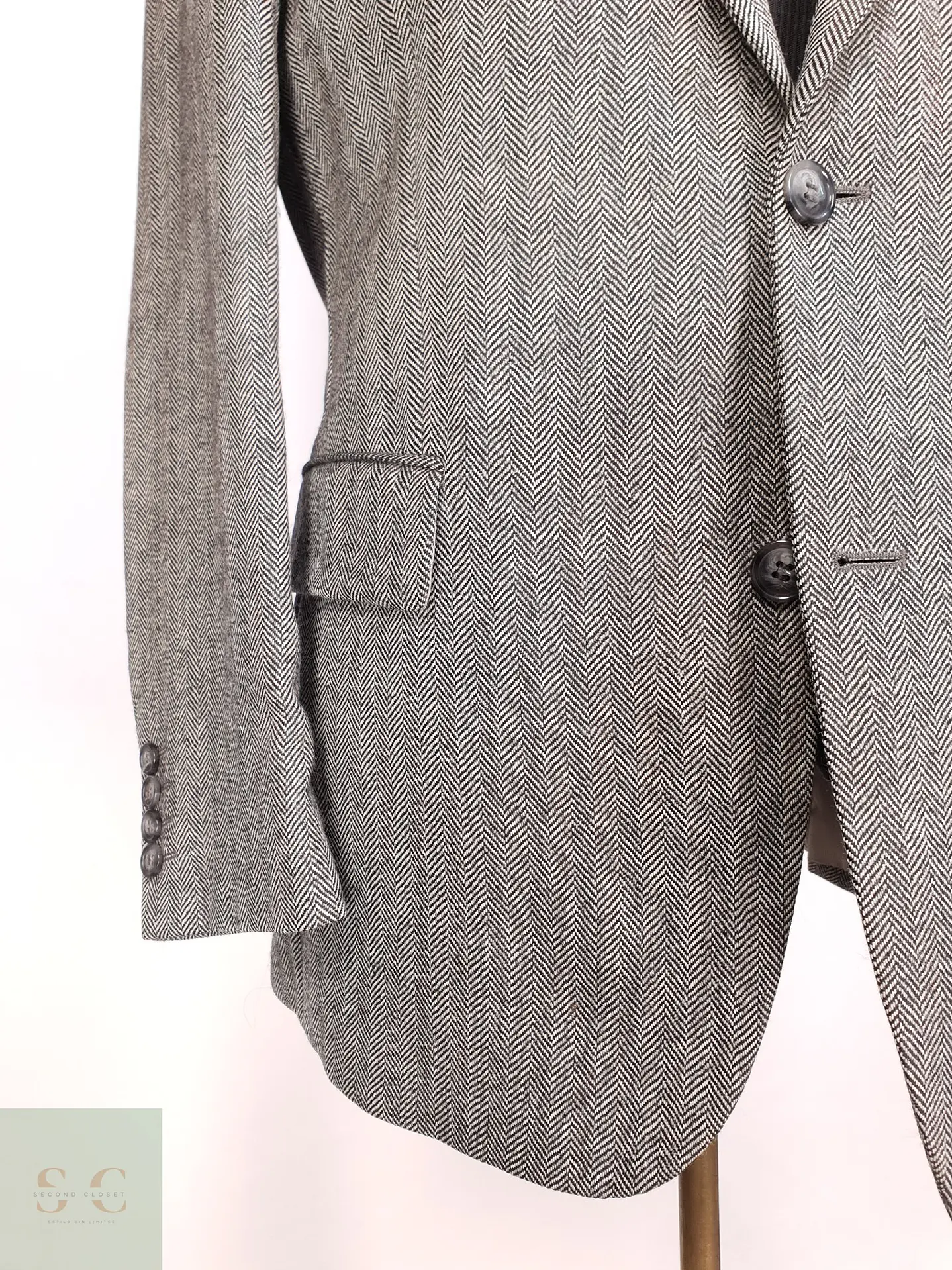 Blazer Estructurado de Paño Espiga en Lana Virgen Barbour Talla ML 2