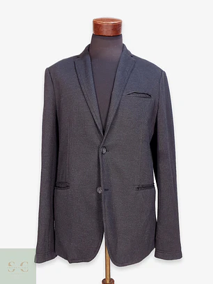 Blazer Moderno Texturizado de Punto en Tono Negro TOM Talla XL