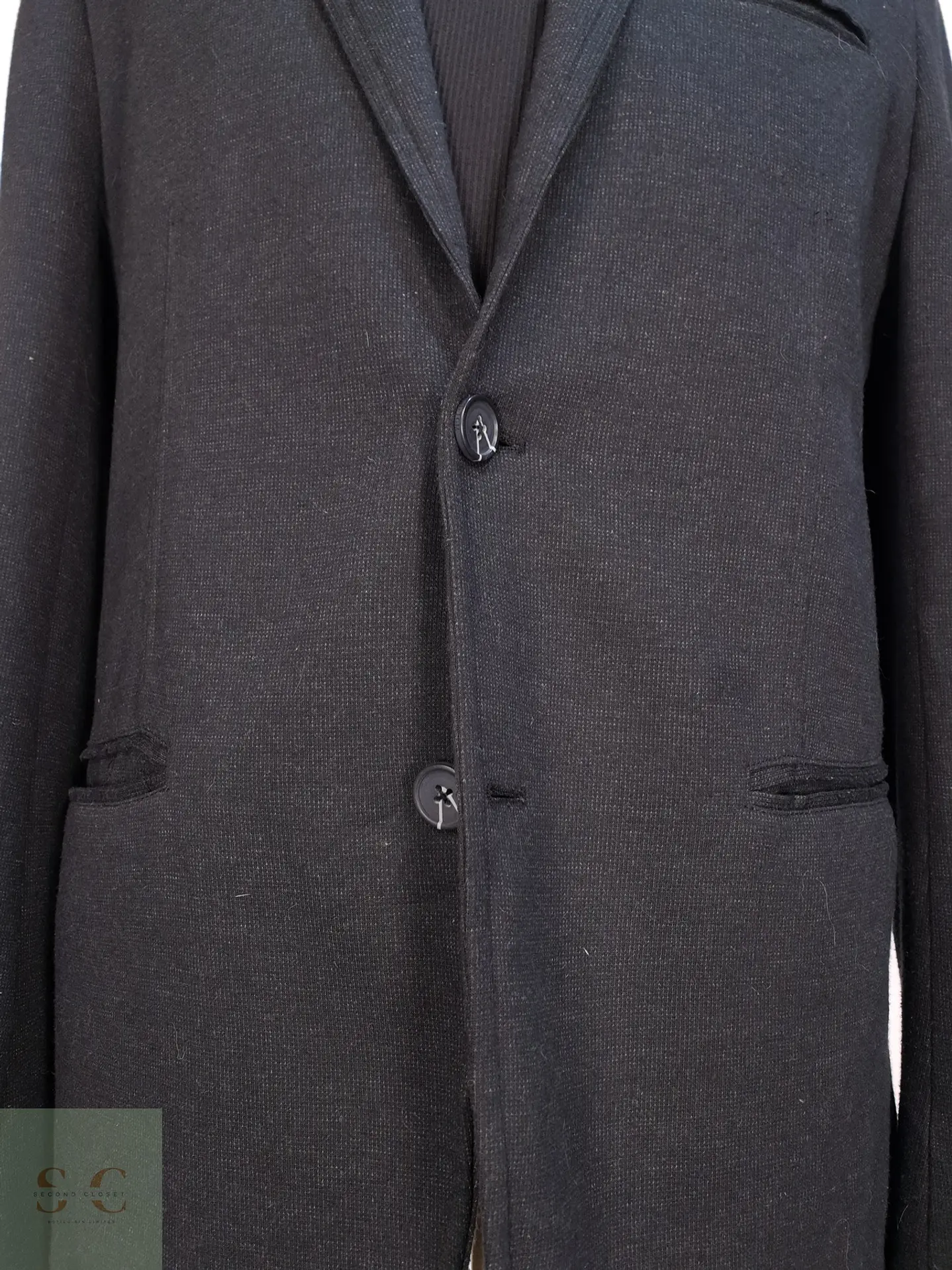 Blazer Moderno Texturizado de Punto en Tono Negro TOM Talla XL 3