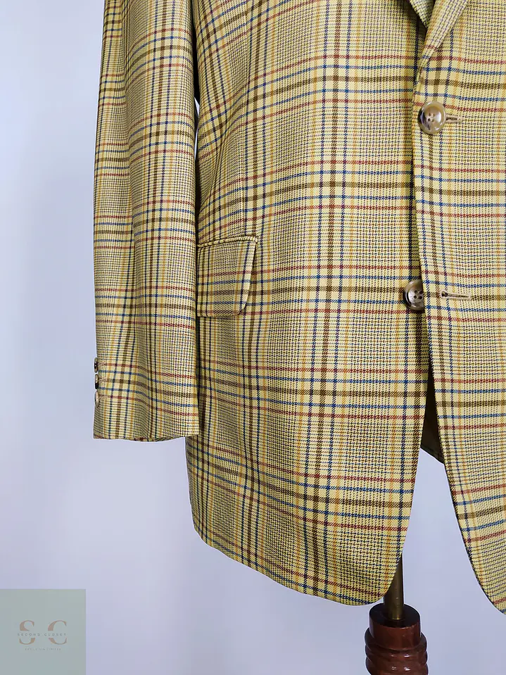 Blazer Clásico en Paño Pura Lana con Tramado Plaid Talla L 3
