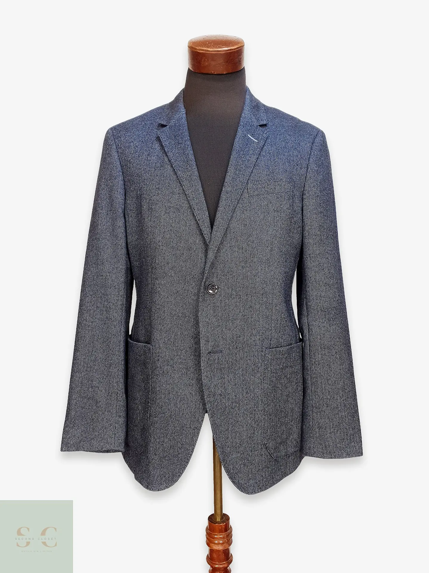 Blazer Sastreado en Tejido Espiga Azul Oscuro Tommy Hilfiger Tailored Talla M 1