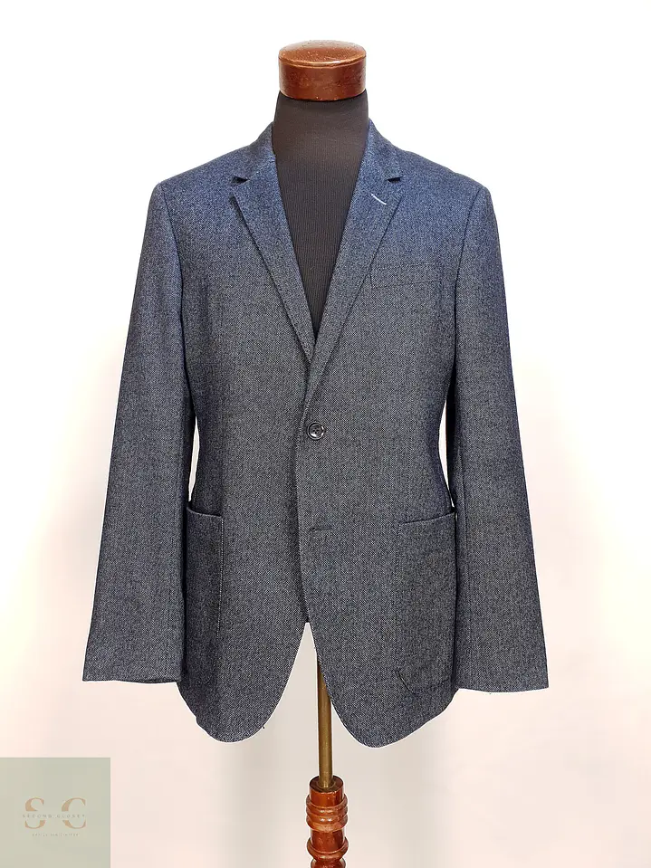 Blazer Sastreado en Tejido Espiga Azul Oscuro Tommy Hilfiger Tailored Talla M 2