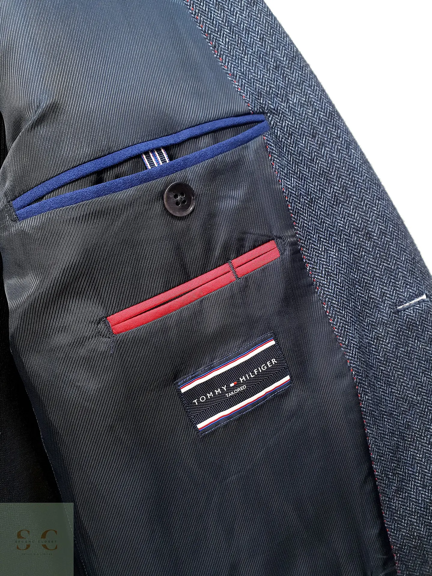 Blazer Sastreado en Tejido Espiga Azul Oscuro Tommy Hilfiger Tailored Talla M 5