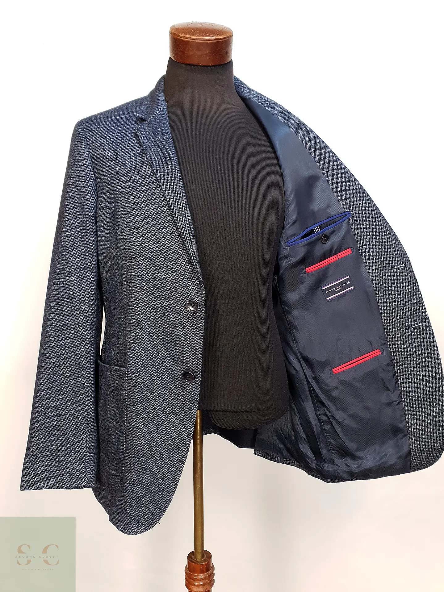 Blazer Sastreado en Tejido Espiga Azul Oscuro Tommy Hilfiger Tailored Talla M 7