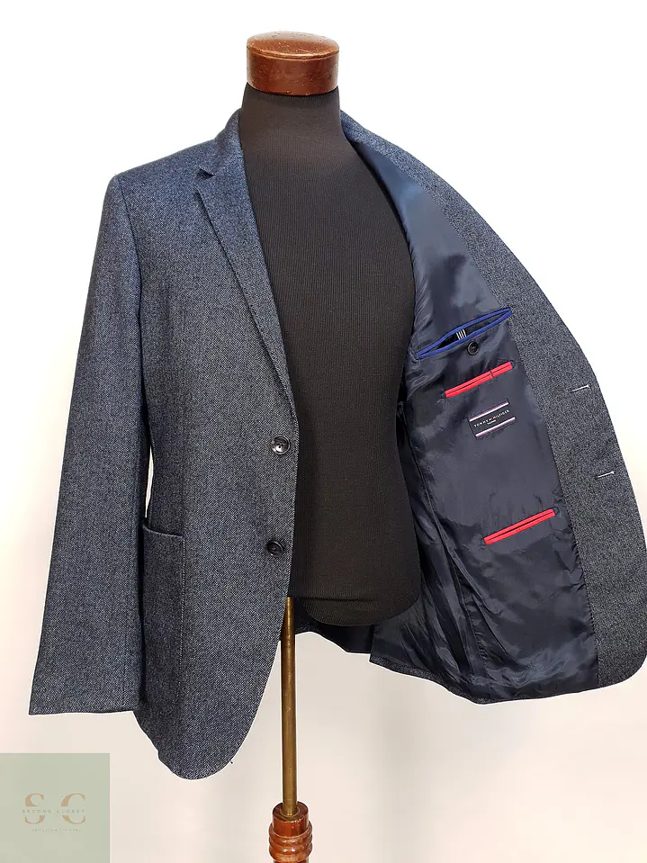 Blazer Sastreado en Tejido Espiga Azul Oscuro Tommy Hilfiger Tailored Talla M 7