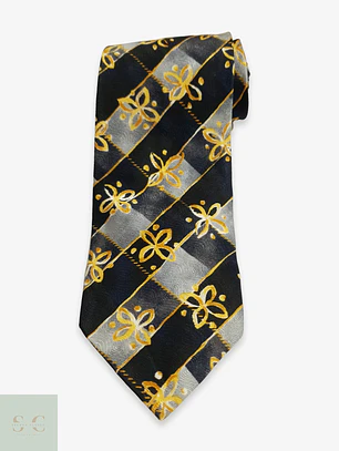 Corbata Vintage de Seda Jacquard con Motivos Florales Pfau