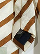 Corbata de Seda a Rayas Cognac y Marfil Cavallo - Miniatura 4