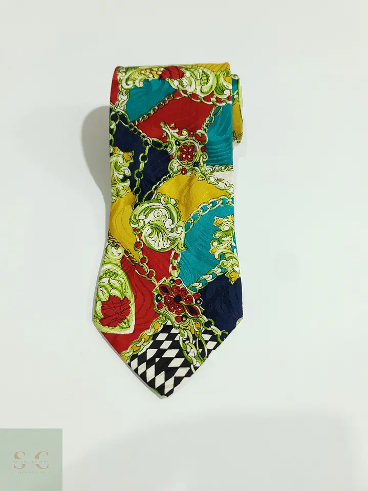 Corbata de Seda con Estampado Barroco y Cadenas Carnaval de Venise 2