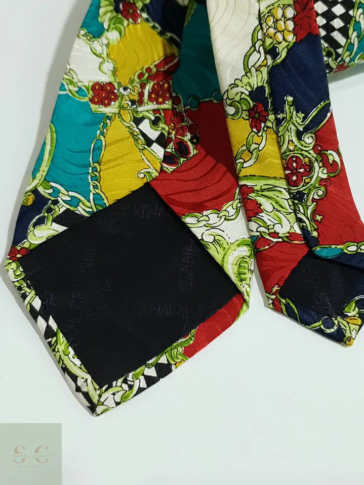 Corbata de Seda con Estampado Barroco y Cadenas Carnaval de Venise 4