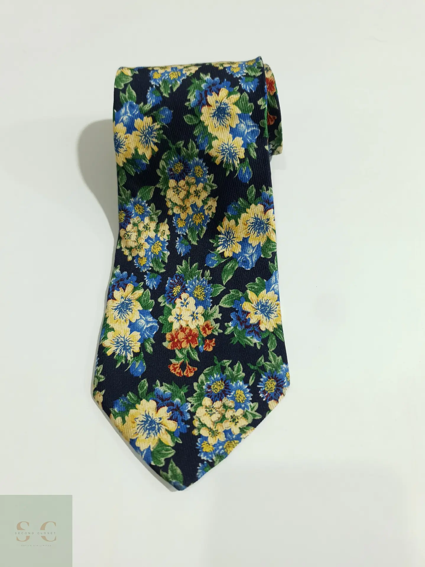 Corbata Vintage de Seda con Estampado Floral Lino Coscia 2