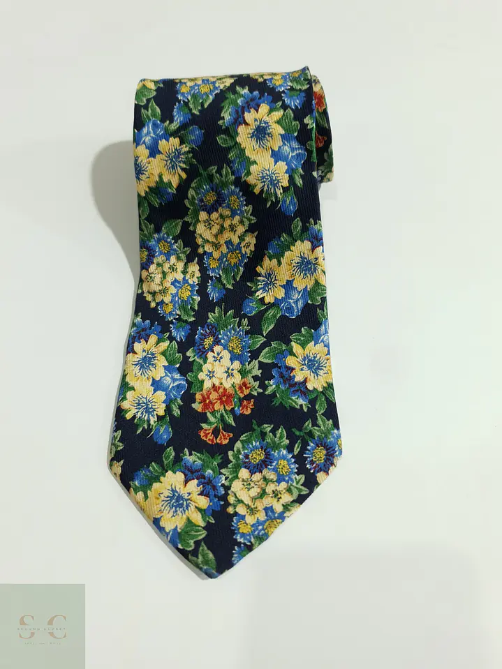 Corbata Vintage de Seda con Estampado Floral Lino Coscia 2