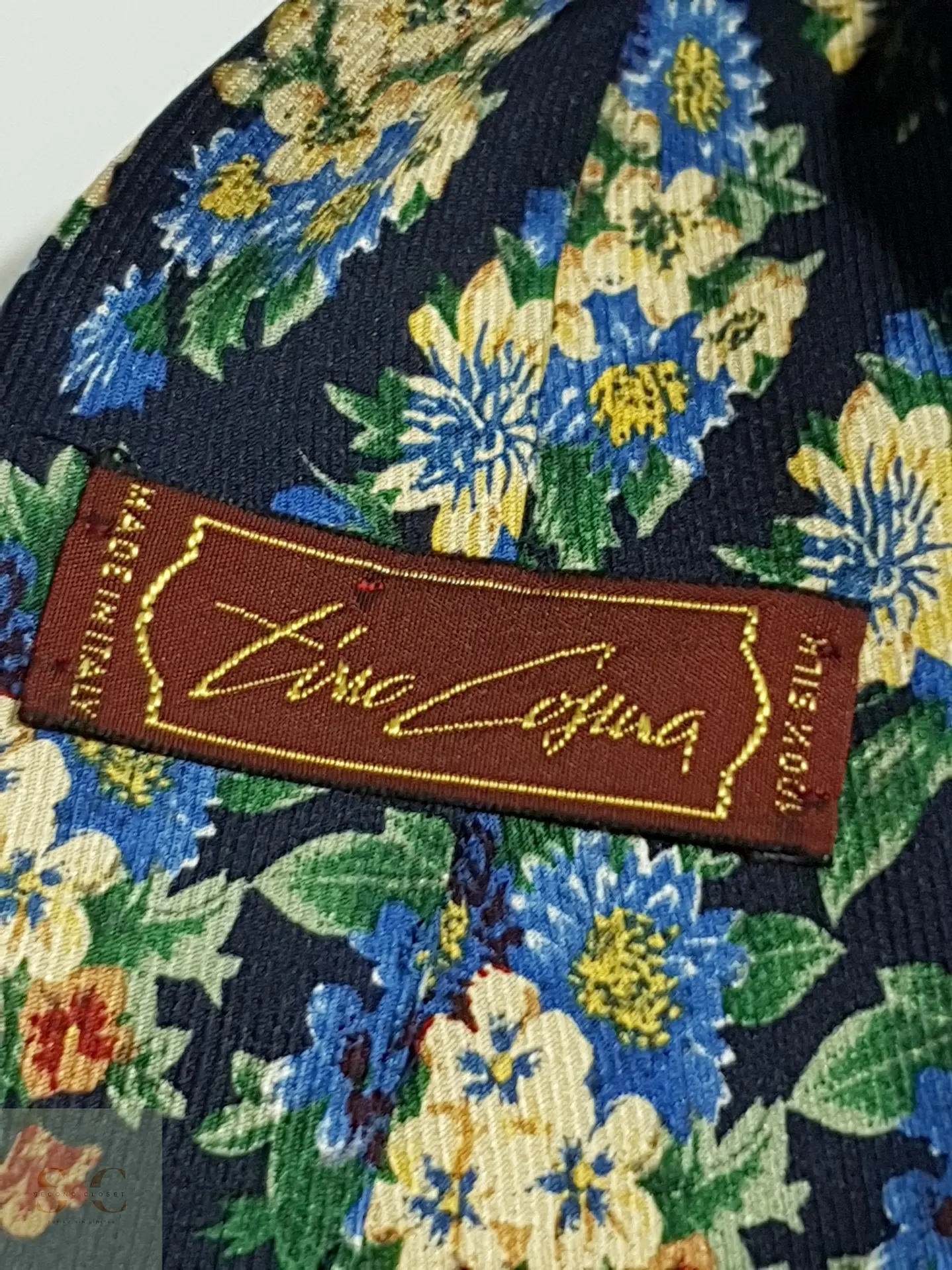 Corbata Vintage de Seda con Estampado Floral Lino Coscia 3