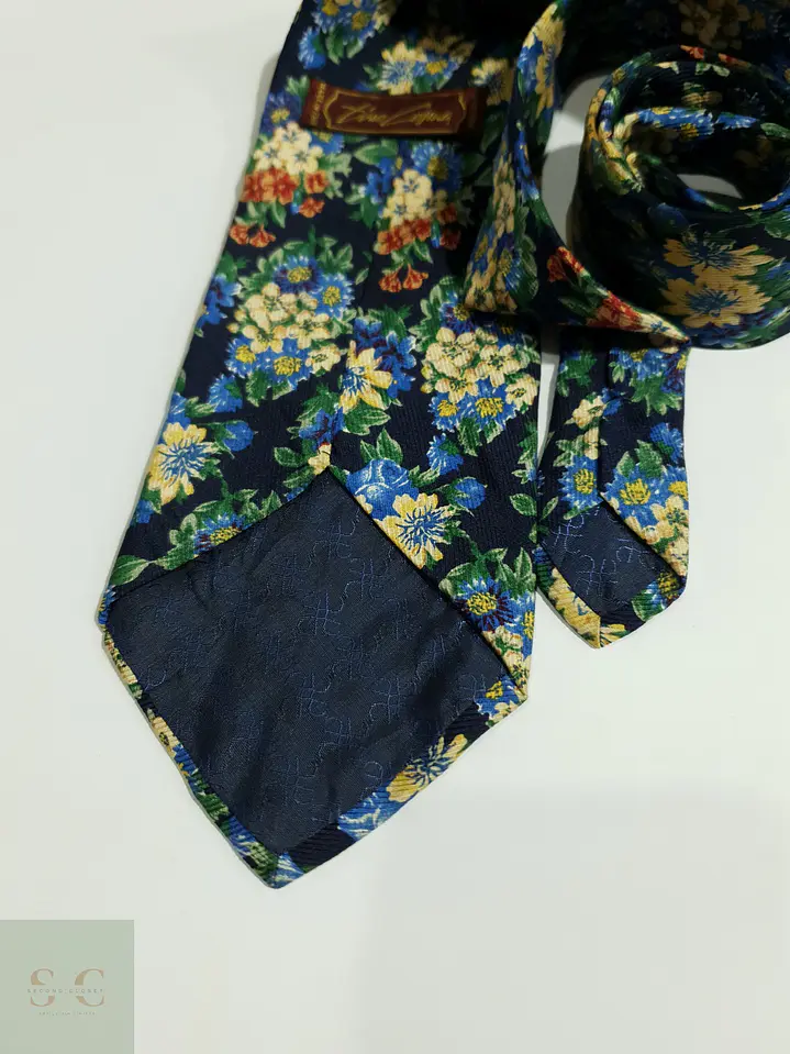 Corbata Vintage de Seda con Estampado Floral Lino Coscia 4