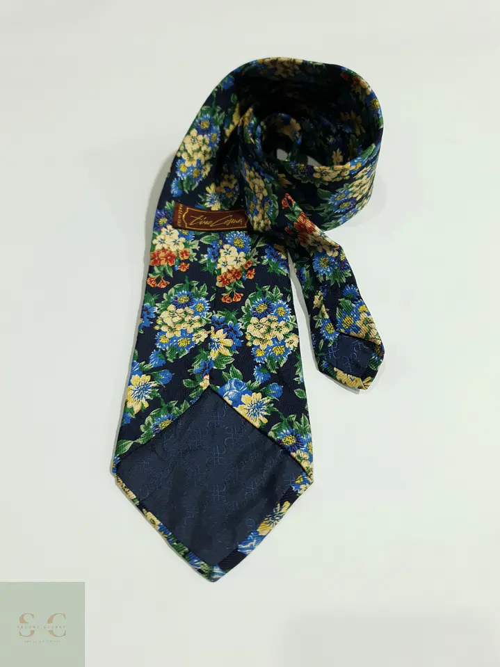 Corbata Vintage de Seda con Estampado Floral Lino Coscia 5