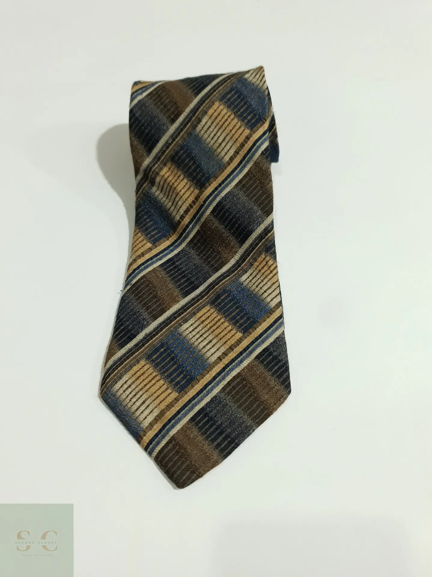 Corbata de Seda Tejida con Patrón Geometrico Diagonal Monti Cravatte 2