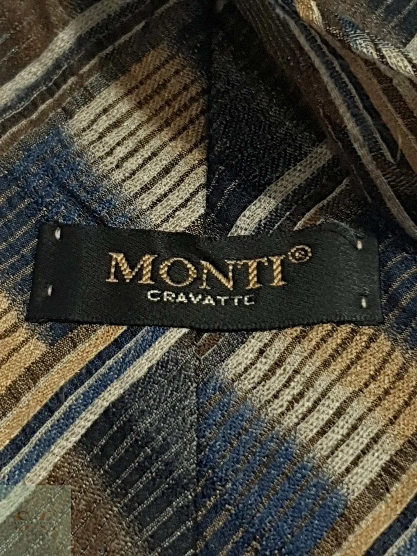 Corbata de Seda Tejida con Patrón Geometrico Diagonal Monti Cravatte 4