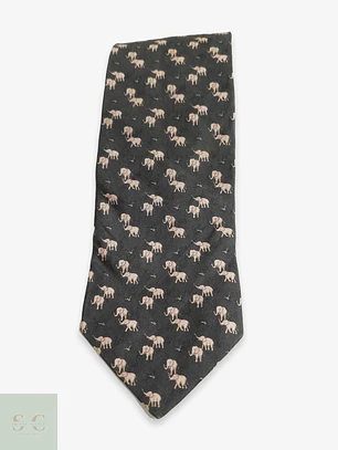Corbata Clásica de Seda con Motivo de Elefantes Abrams