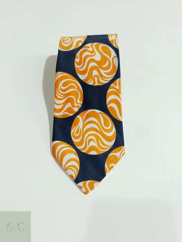 Corbata Vintage de Pala Ancha con Motivo Psicodélico 2