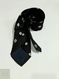 Corbata de Seda Negra con Motivo Floral de Margaritas Salmone - Miniatura 3