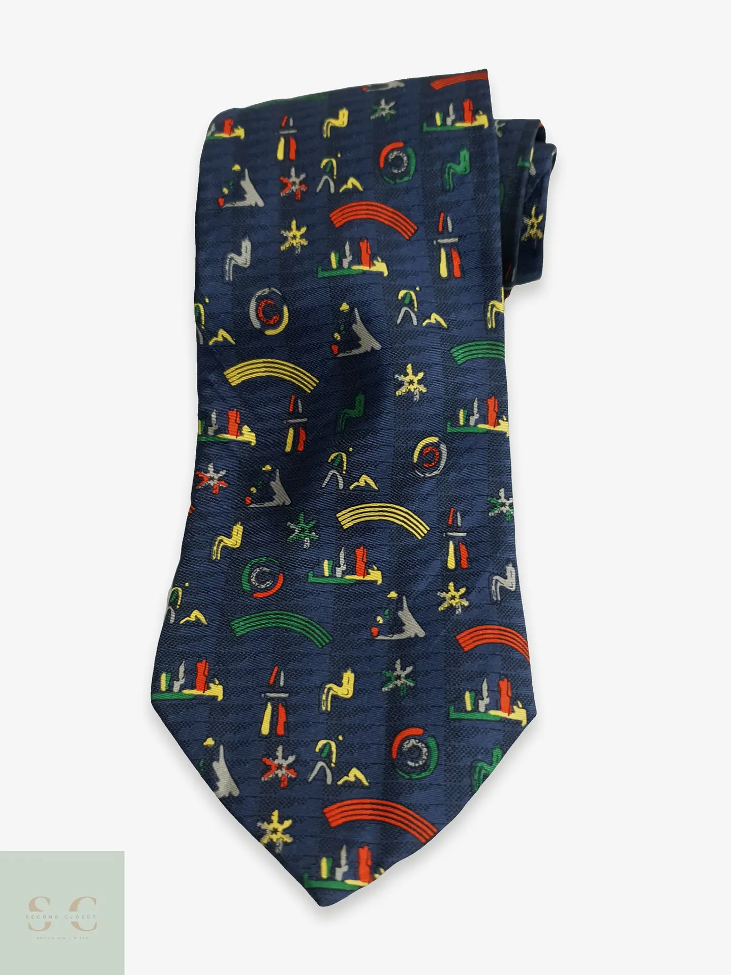 Corbata Vintage de Seda con Motivos Abstractos Continental Nutzfahrzeugreifen 1