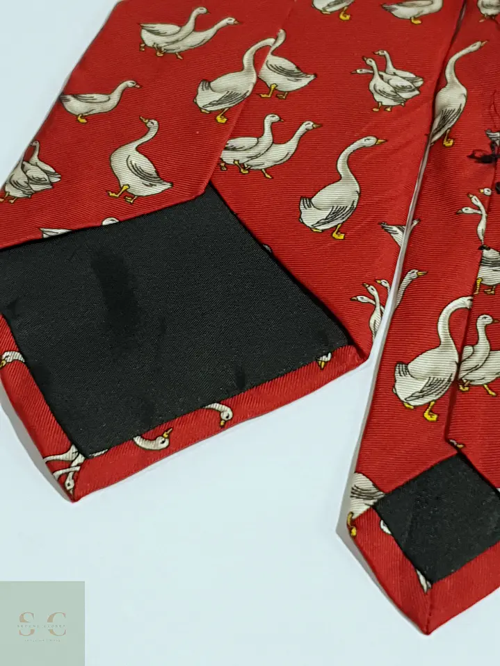 Corbata de Seda con Motivo Figurativo de Ocas Hemley 5