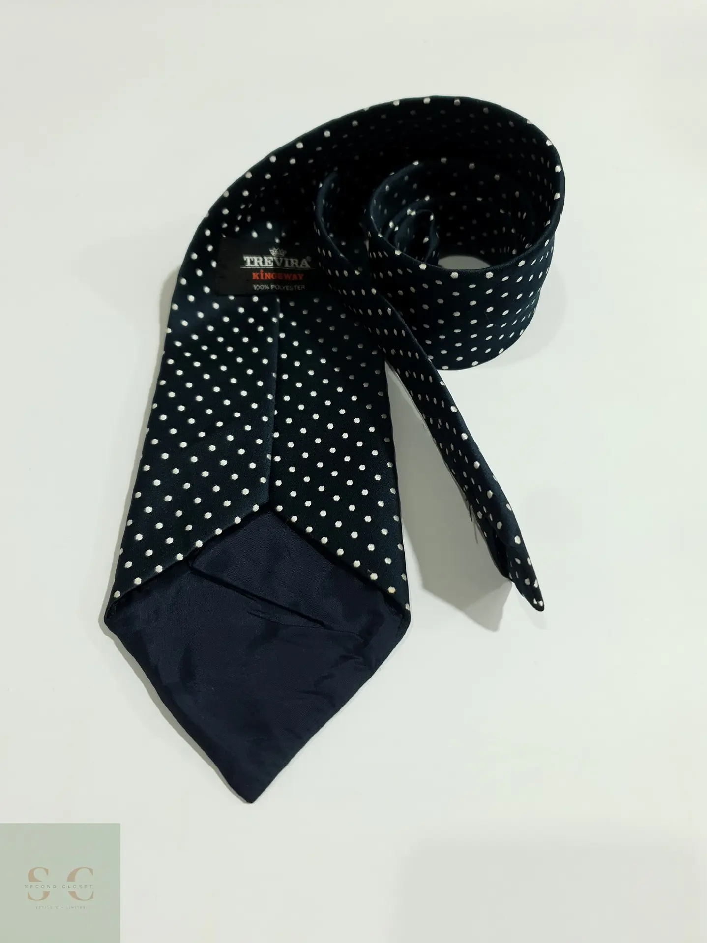 Corbata Clásica Azul Marino a Lunares Trevira Kingsway 3