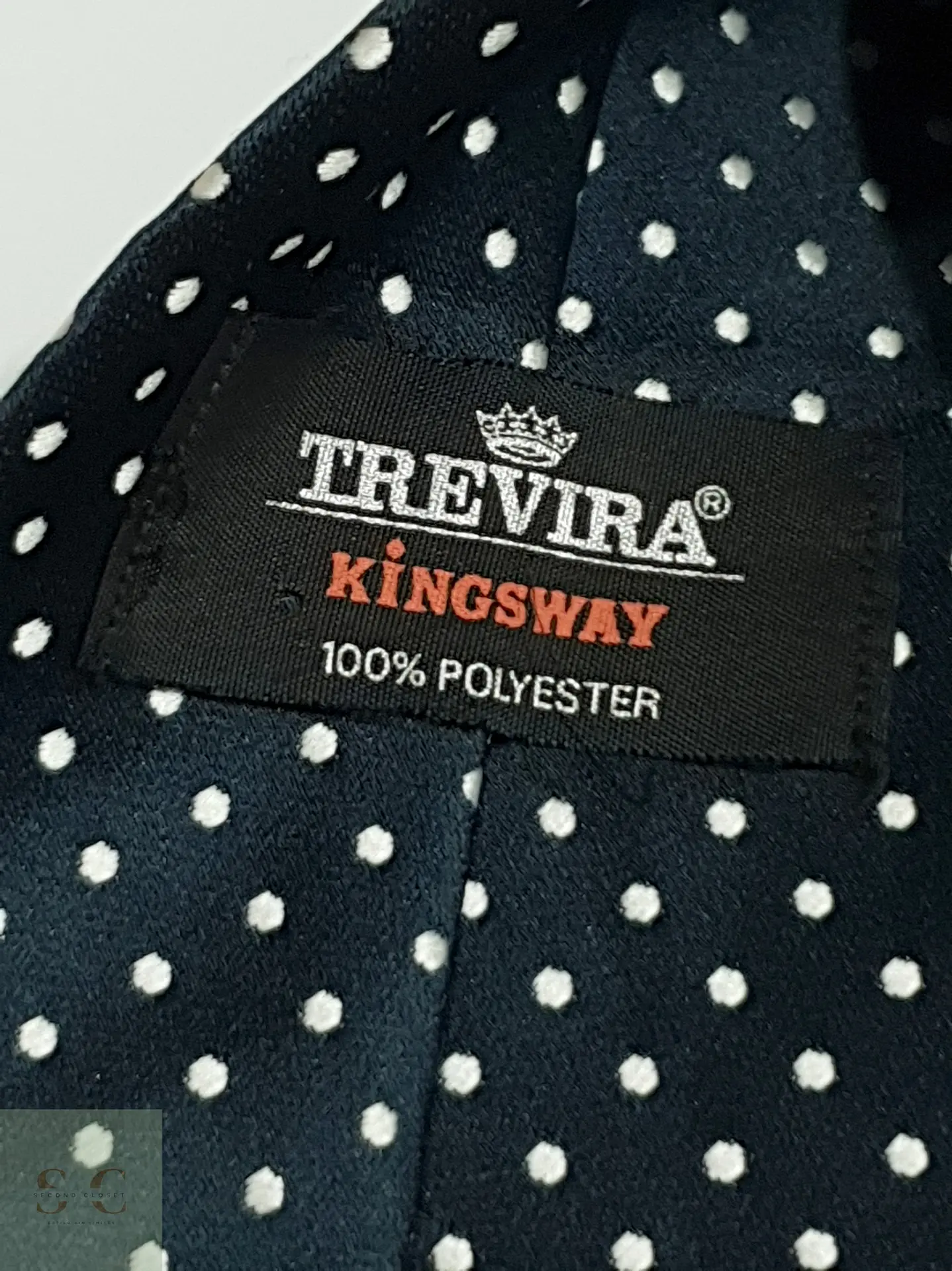 Corbata Clásica Azul Marino a Lunares Trevira Kingsway 4