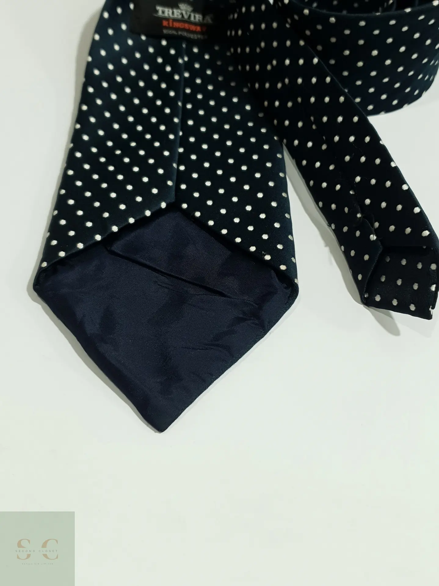 Corbata Clásica Azul Marino a Lunares Trevira Kingsway 5