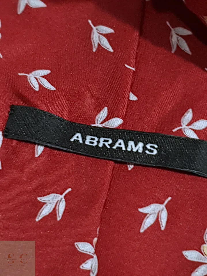 Corbata Clásica de Seda Rojo Carmesí con Motivo Botánico ABRAMS 4