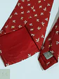 Corbata Clásica de Seda Rojo Carmesí con Motivo Botánico ABRAMS - Miniatura 5