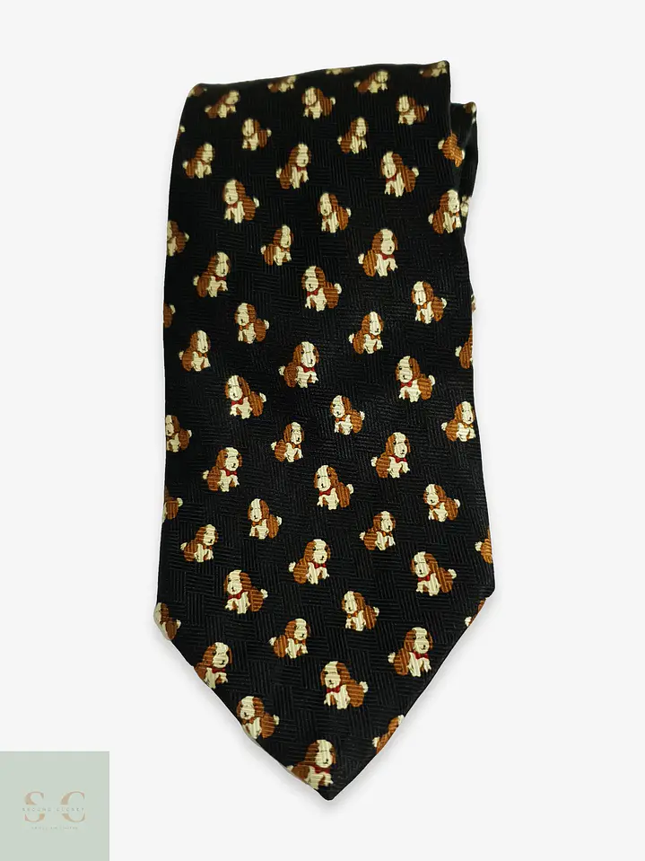 Corbata de Seda Jacquard con Motivo Canino Novelty Carlo Cardini 1