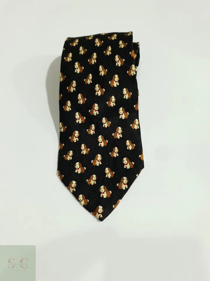Corbata de Seda Jacquard con Motivo Canino Novelty Carlo Cardini 2