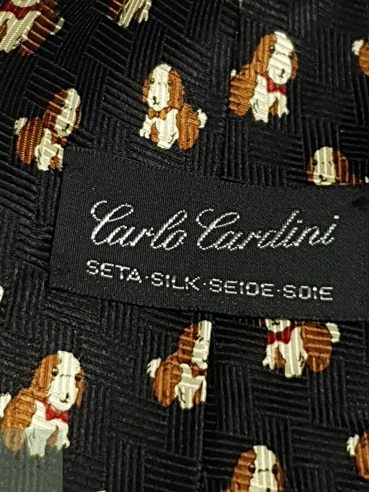 Corbata de Seda Jacquard con Motivo Canino Novelty Carlo Cardini 3