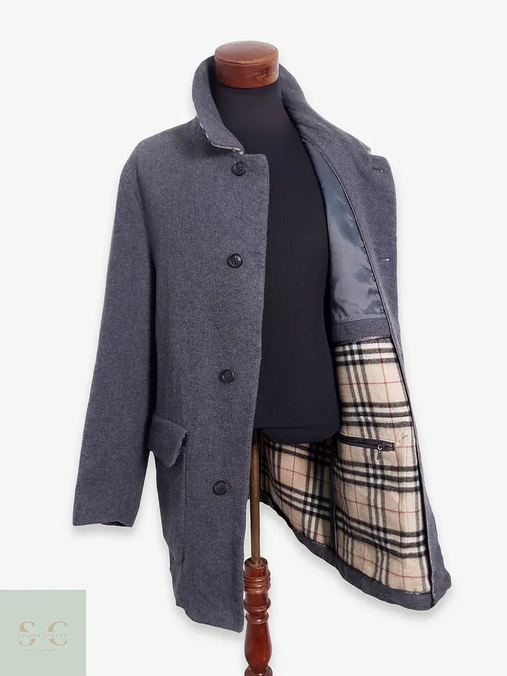 Abrigo Hombre Burberry 100% lana virgen Gris Talla LXL 1