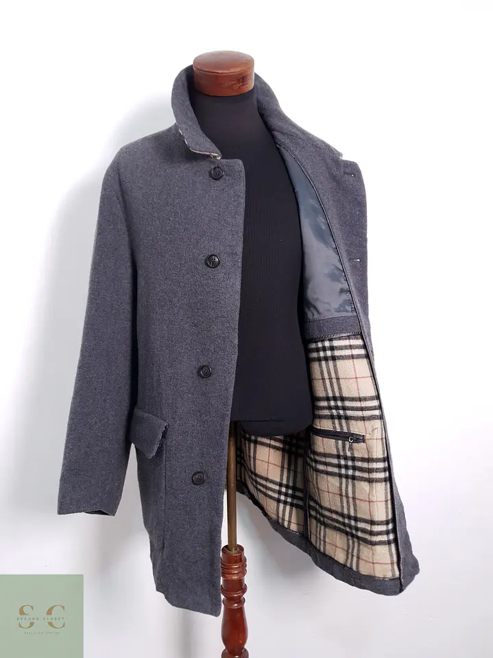 Abrigo Hombre Burberry 100% lana virgen Gris Talla LXL 2