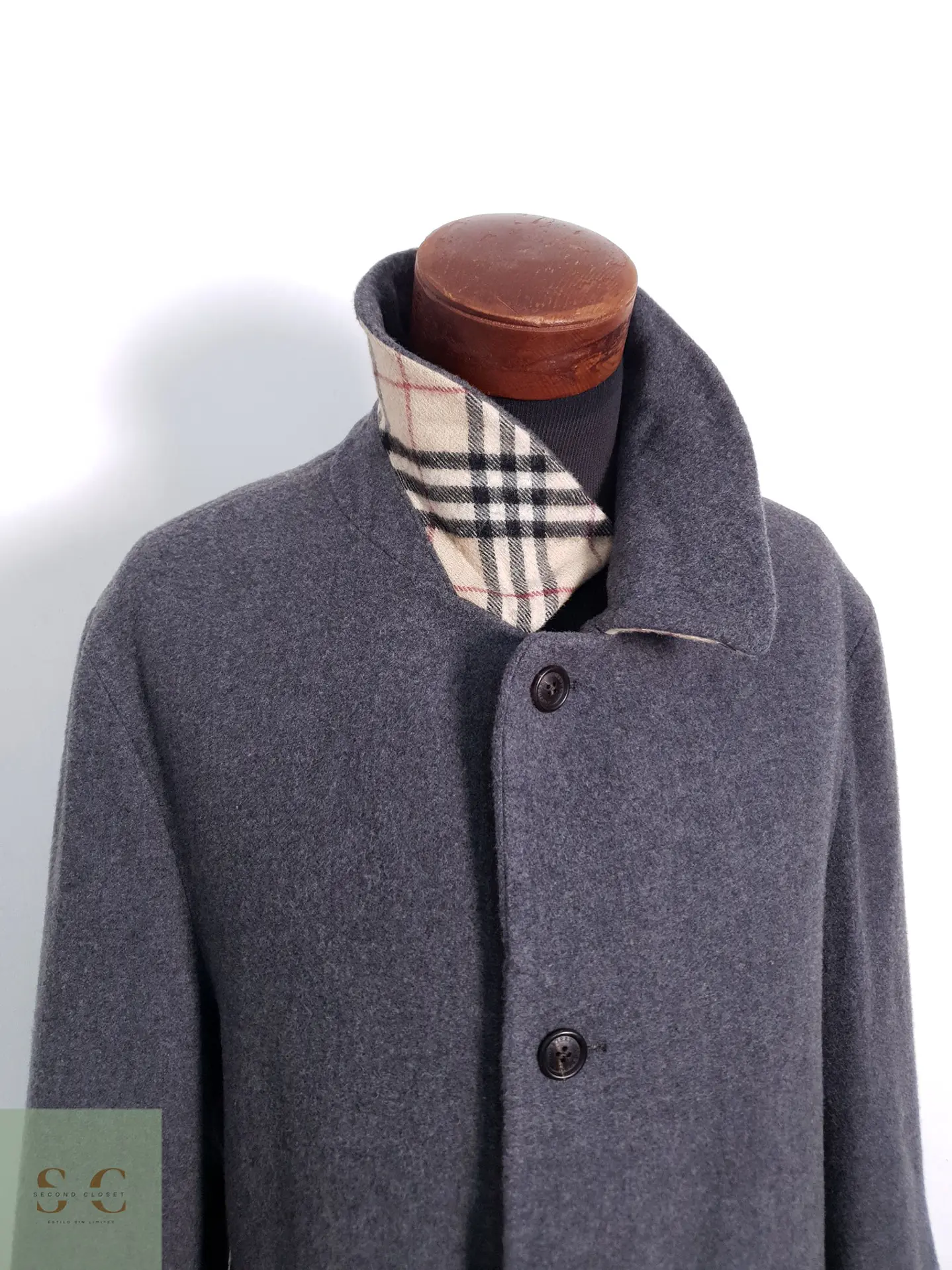 Abrigo Hombre Burberry 100% lana virgen Gris Talla LXL 6