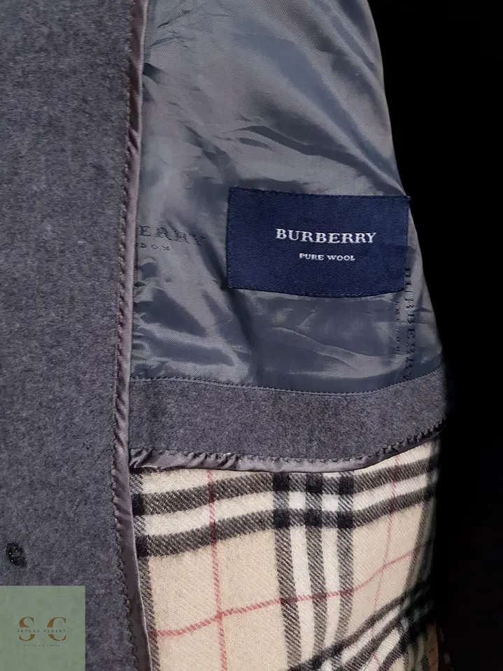 Abrigo Hombre Burberry 100% lana virgen Gris Talla LXL 11