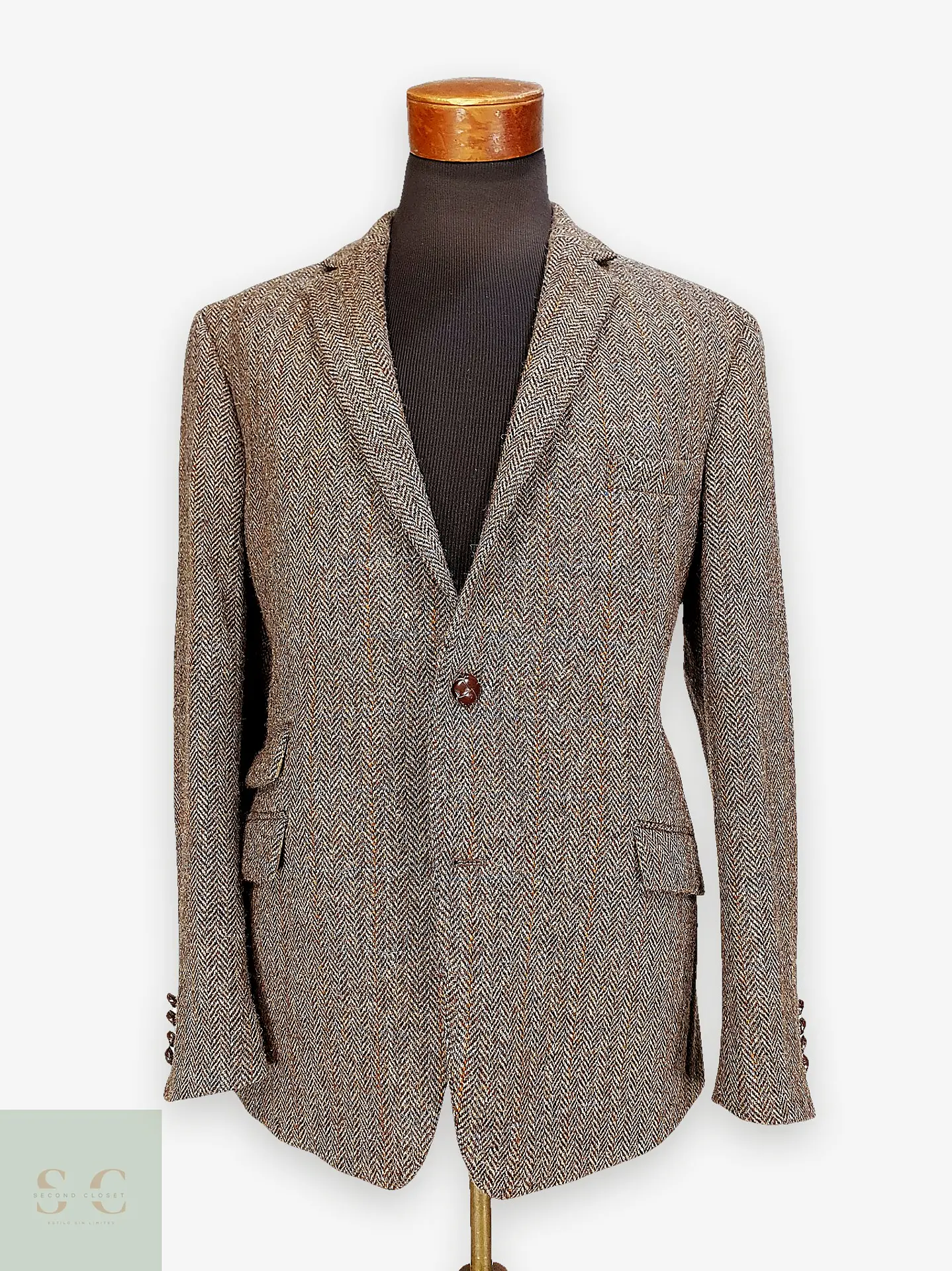 Blazer Harris Tweed de Espiga con Bolsillo Cerillero Atelier Torino Talla ML 1