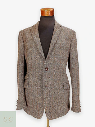 Blazer Harris Tweed de Espiga con Bolsillo Cerillero Atelier Torino Talla ML