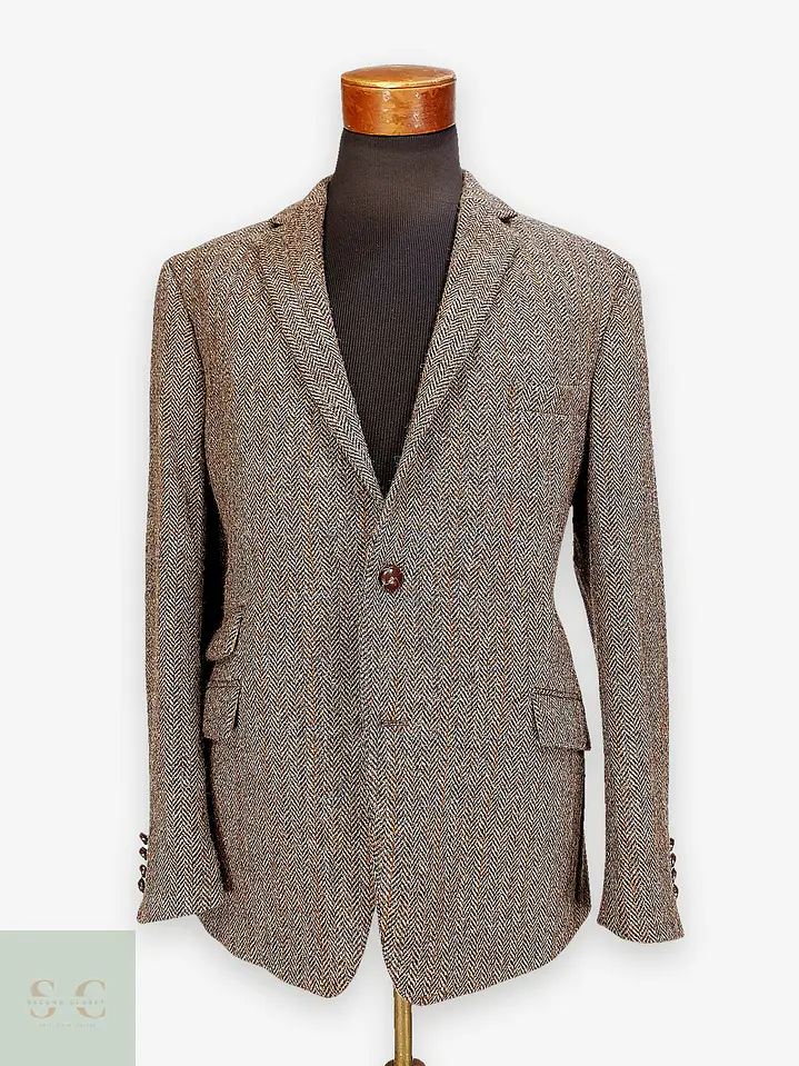 Blazer Harris Tweed de Espiga con Bolsillo Cerillero Atelier Torino Talla ML 1