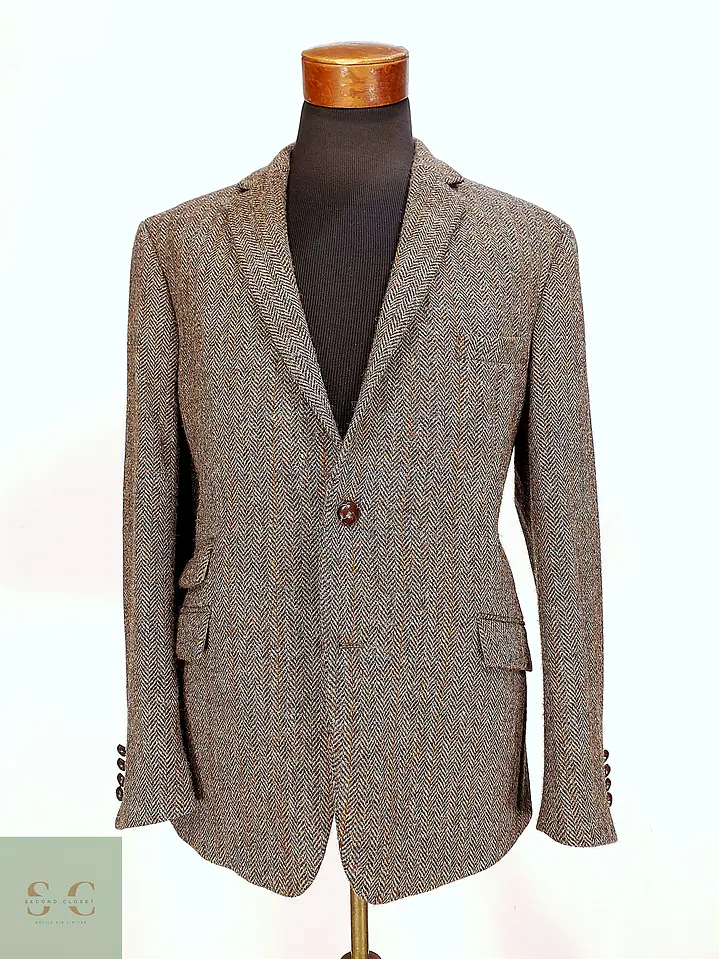 Blazer Harris Tweed de Espiga con Bolsillo Cerillero Atelier Torino Talla ML 2