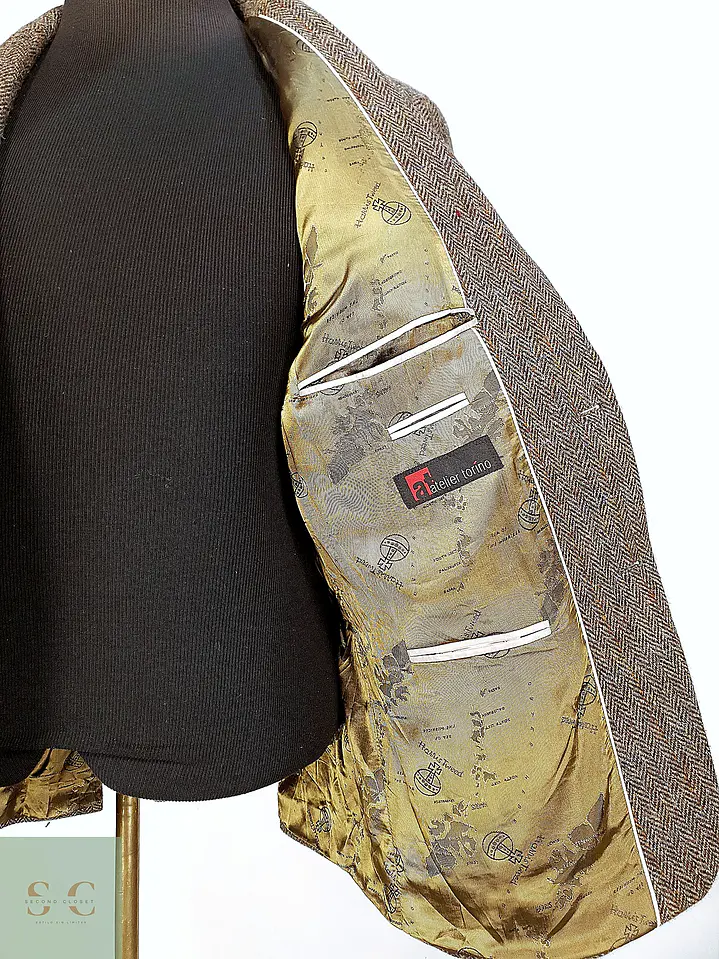 Blazer Harris Tweed de Espiga con Bolsillo Cerillero Atelier Torino Talla ML 6