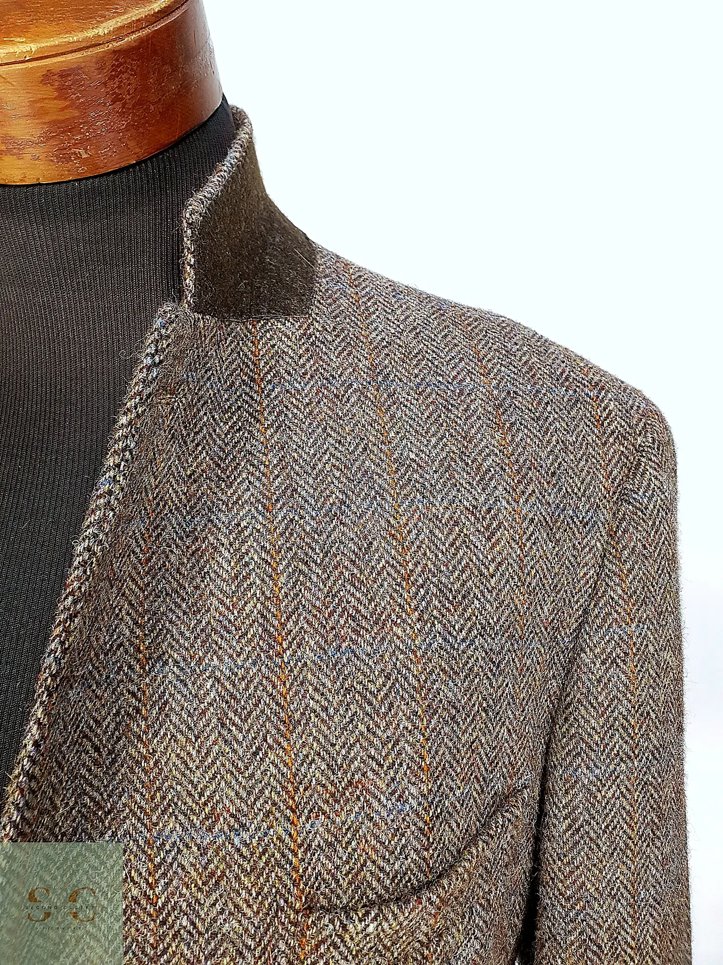 Blazer Harris Tweed de Espiga con Bolsillo Cerillero Atelier Torino Talla ML 10