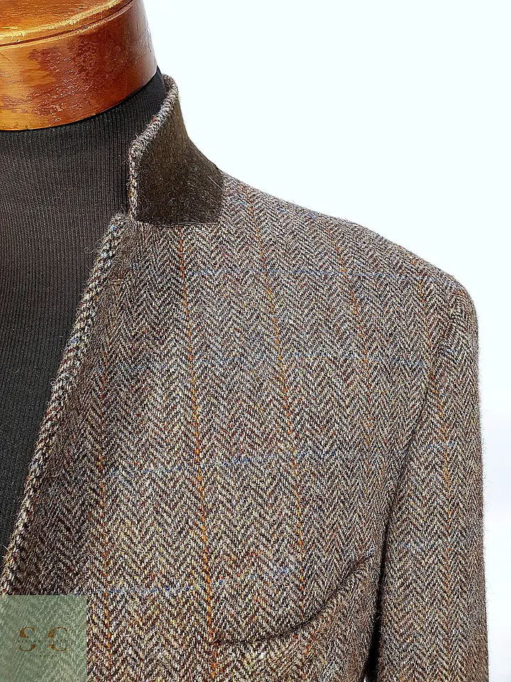 Blazer Harris Tweed de Espiga con Bolsillo Cerillero Atelier Torino Talla ML 10