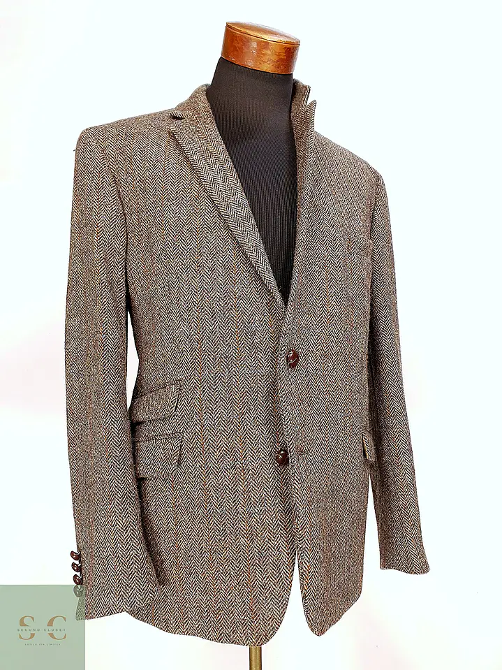 Blazer Harris Tweed de Espiga con Bolsillo Cerillero Atelier Torino Talla ML 11