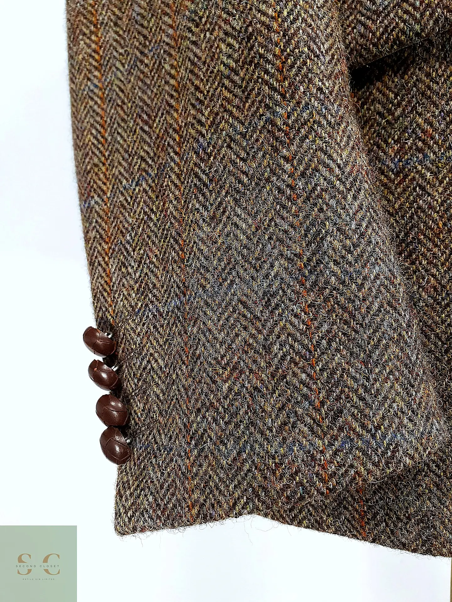 Blazer Harris Tweed de Espiga con Bolsillo Cerillero Atelier Torino Talla ML 12