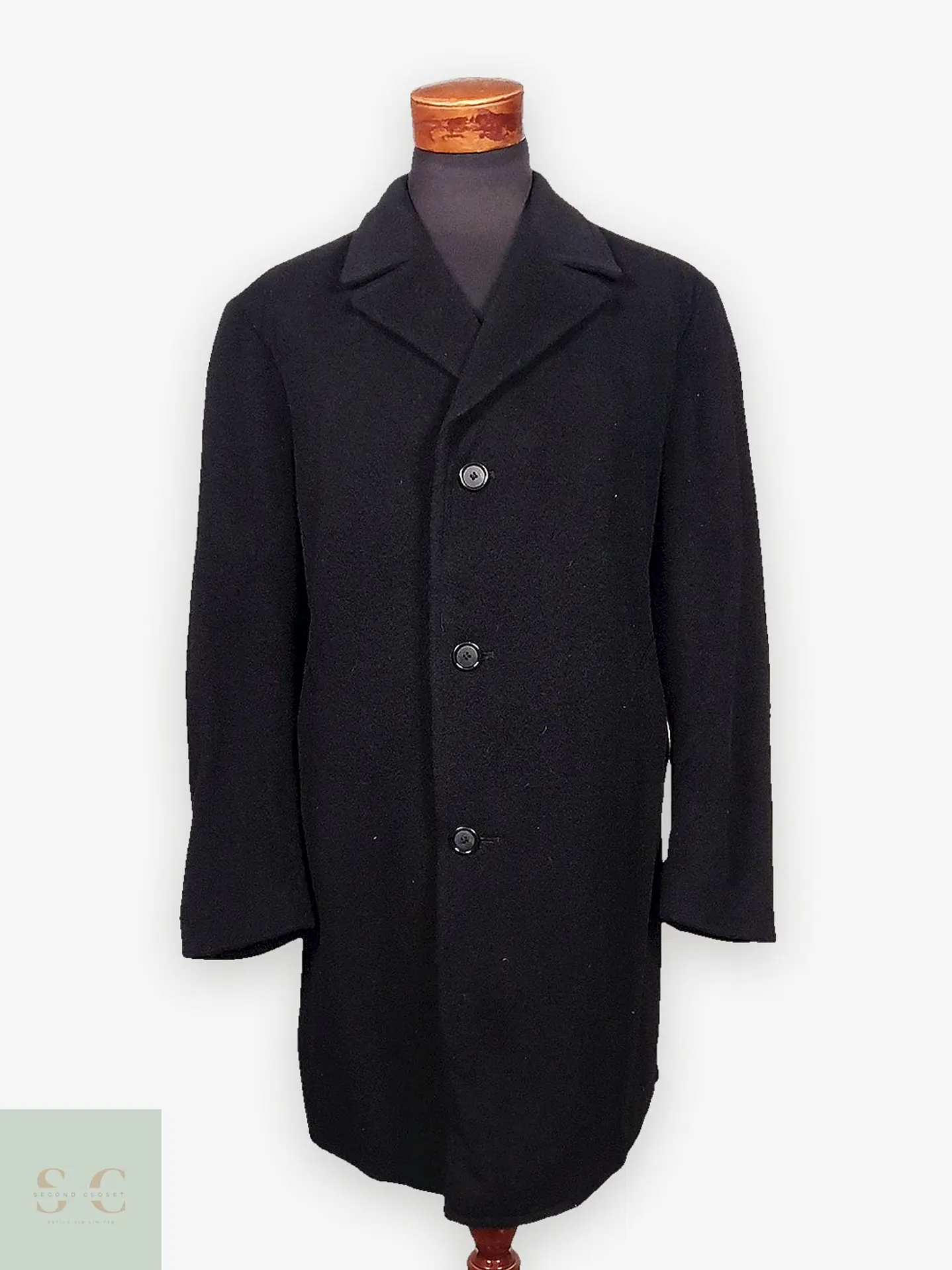Abrigo Ralph Lauren Negro Lana Cashmere Talla XL 1