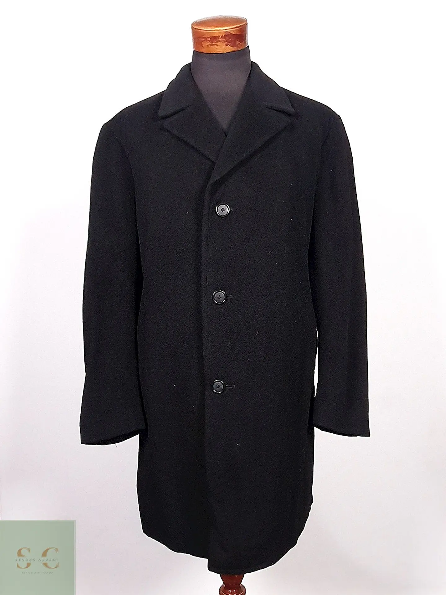 Abrigo Ralph Lauren Negro Lana Cashmere Talla XL 2